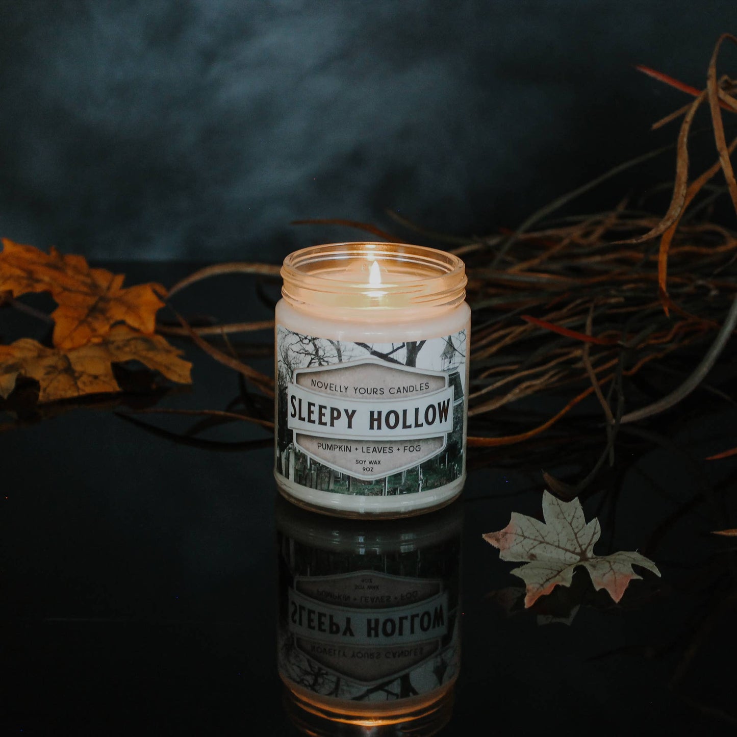 Novelly Yours - Book Candle - Sleepy Hollow, bookish fall pumpkin spice 9oz