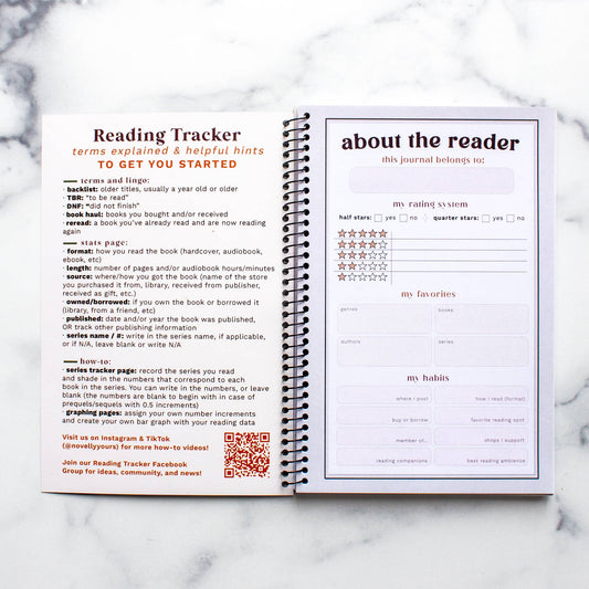 Novelly Yours - Reading Tracker - Undated Spiral Softcover Book Journal