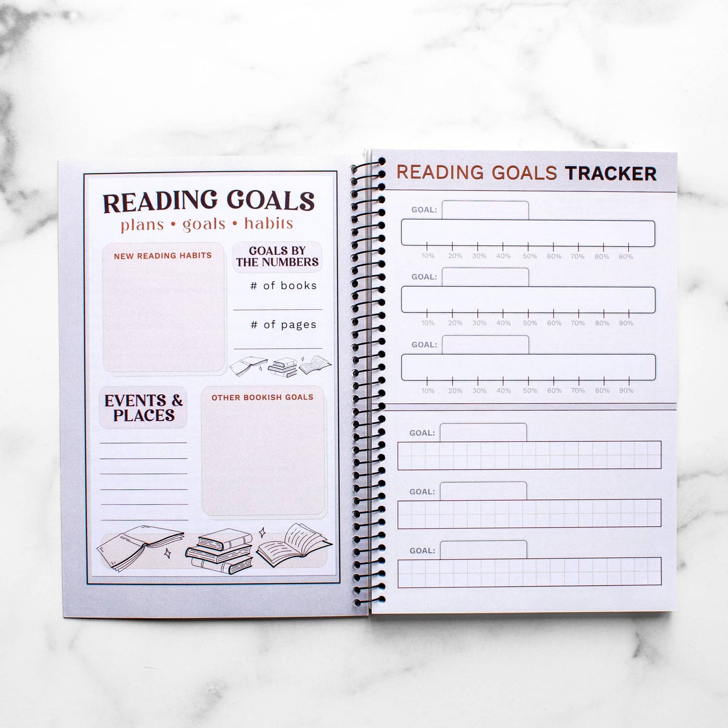 Novelly Yours - Reading Tracker - Undated Spiral Softcover Book Journal