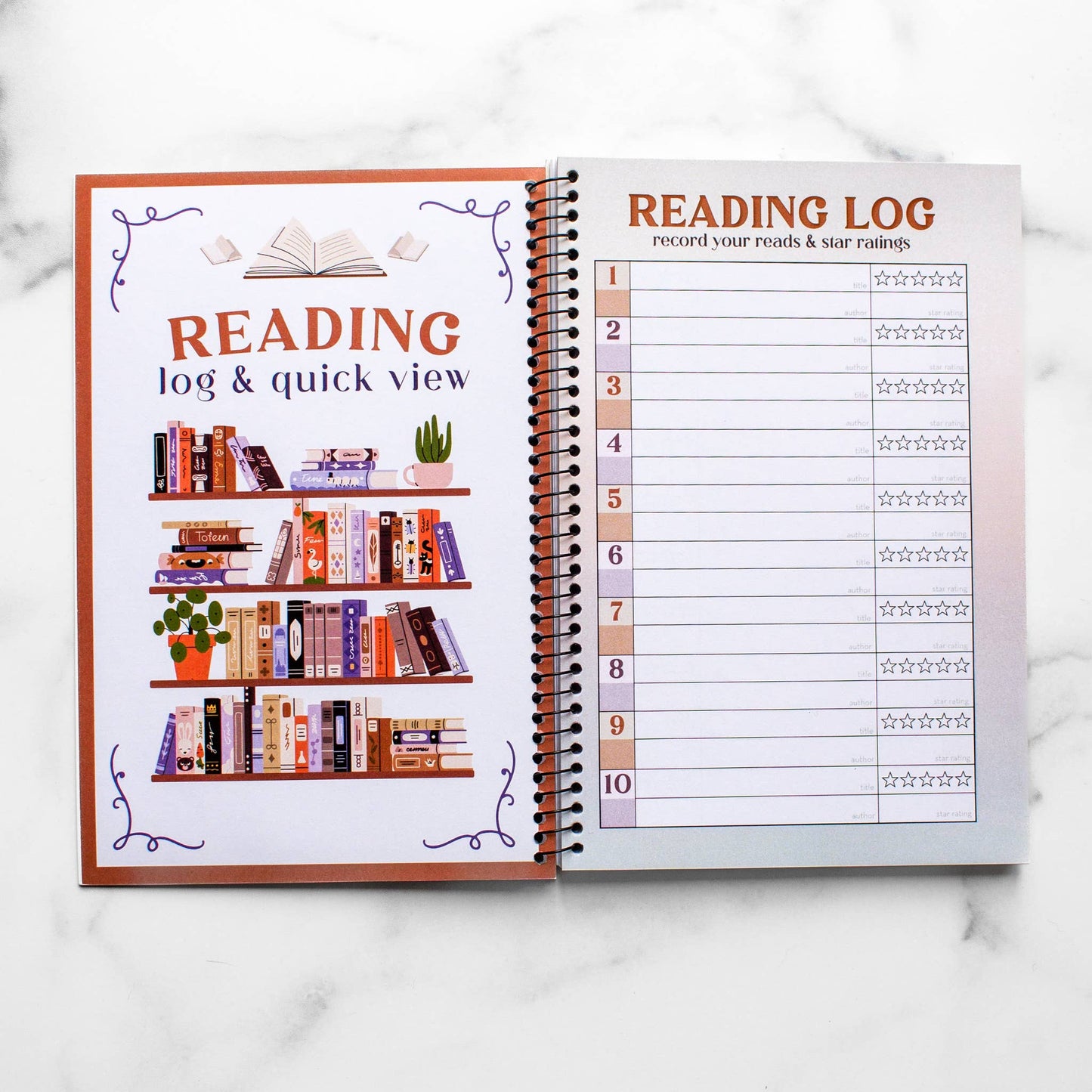 Novelly Yours - Reading Tracker - Undated Spiral Softcover Book Journal
