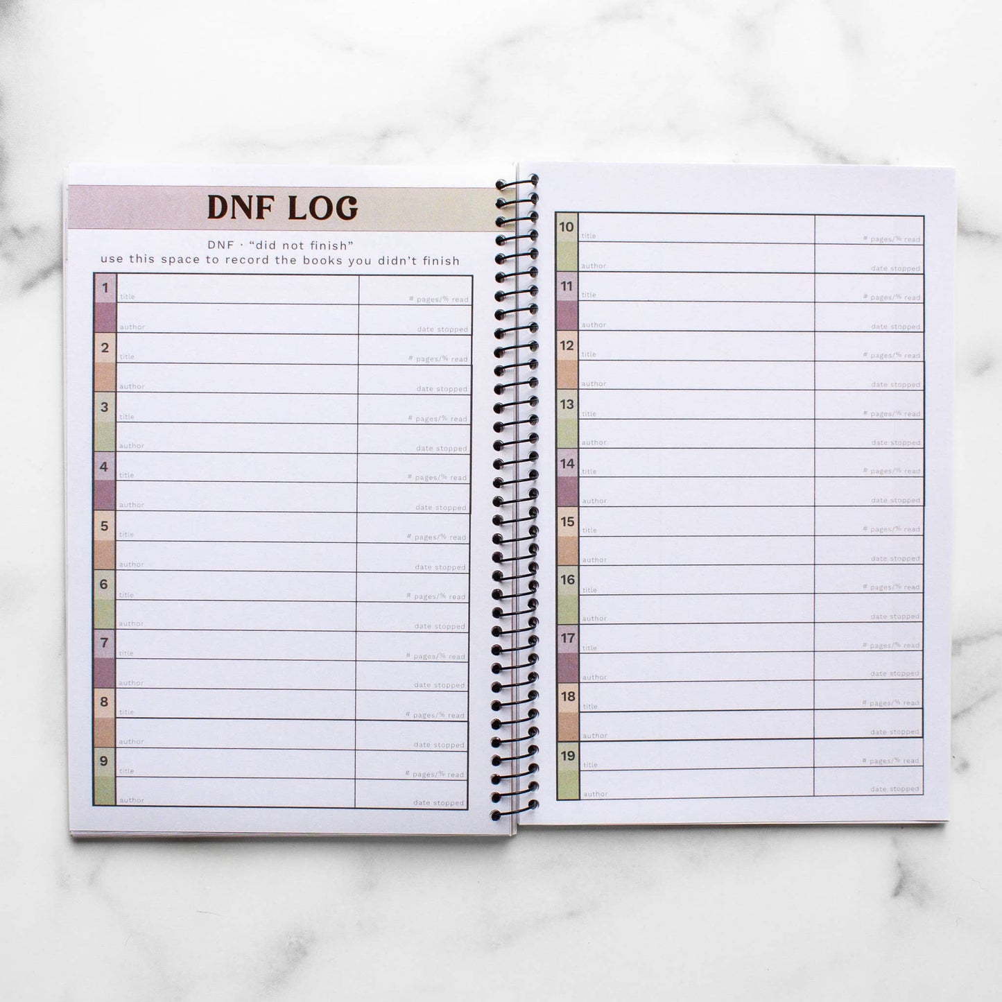 Novelly Yours - Reading Tracker - Undated Spiral Softcover Book Journal