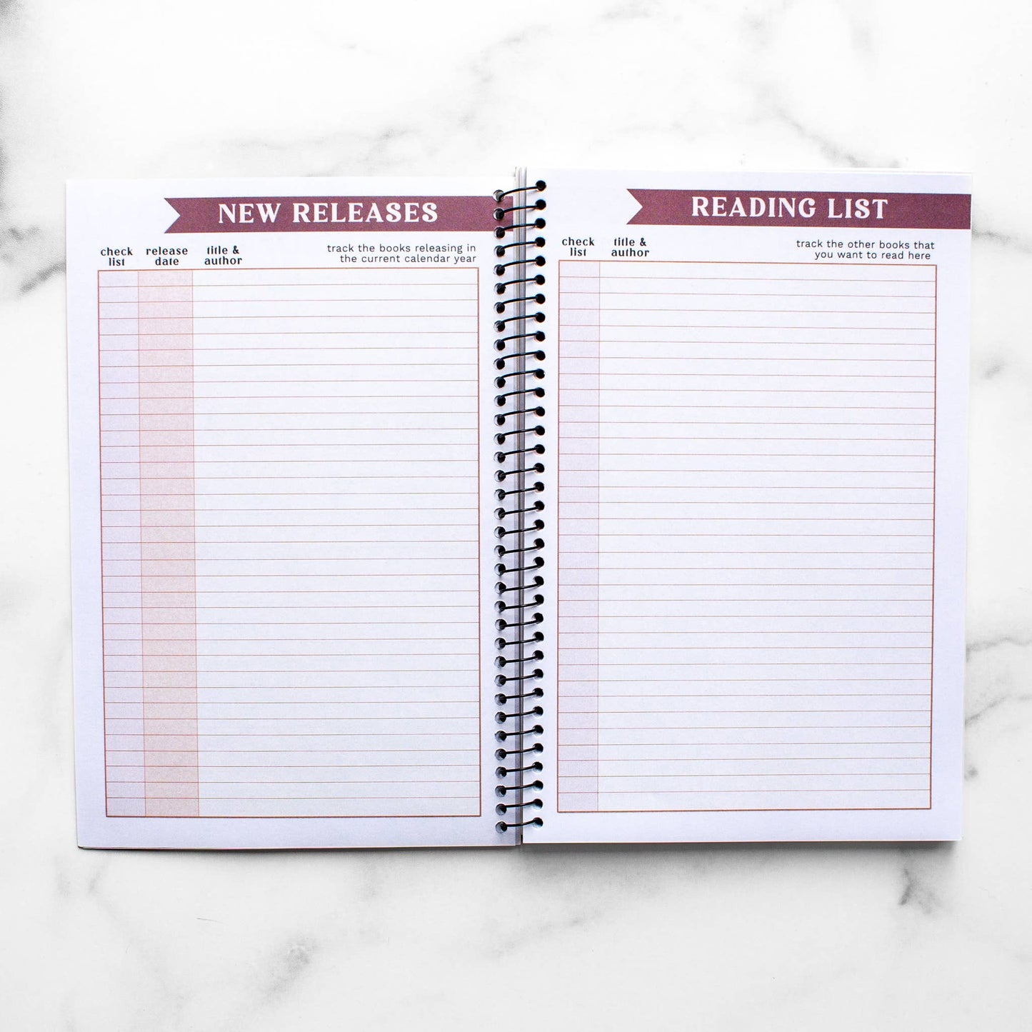 Novelly Yours - Reading Tracker - Undated Spiral Softcover Book Journal