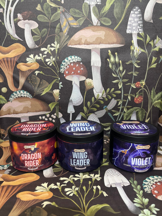 8 ounce DRAGON RIDER Candle in BLACK TIN | Book Lovers