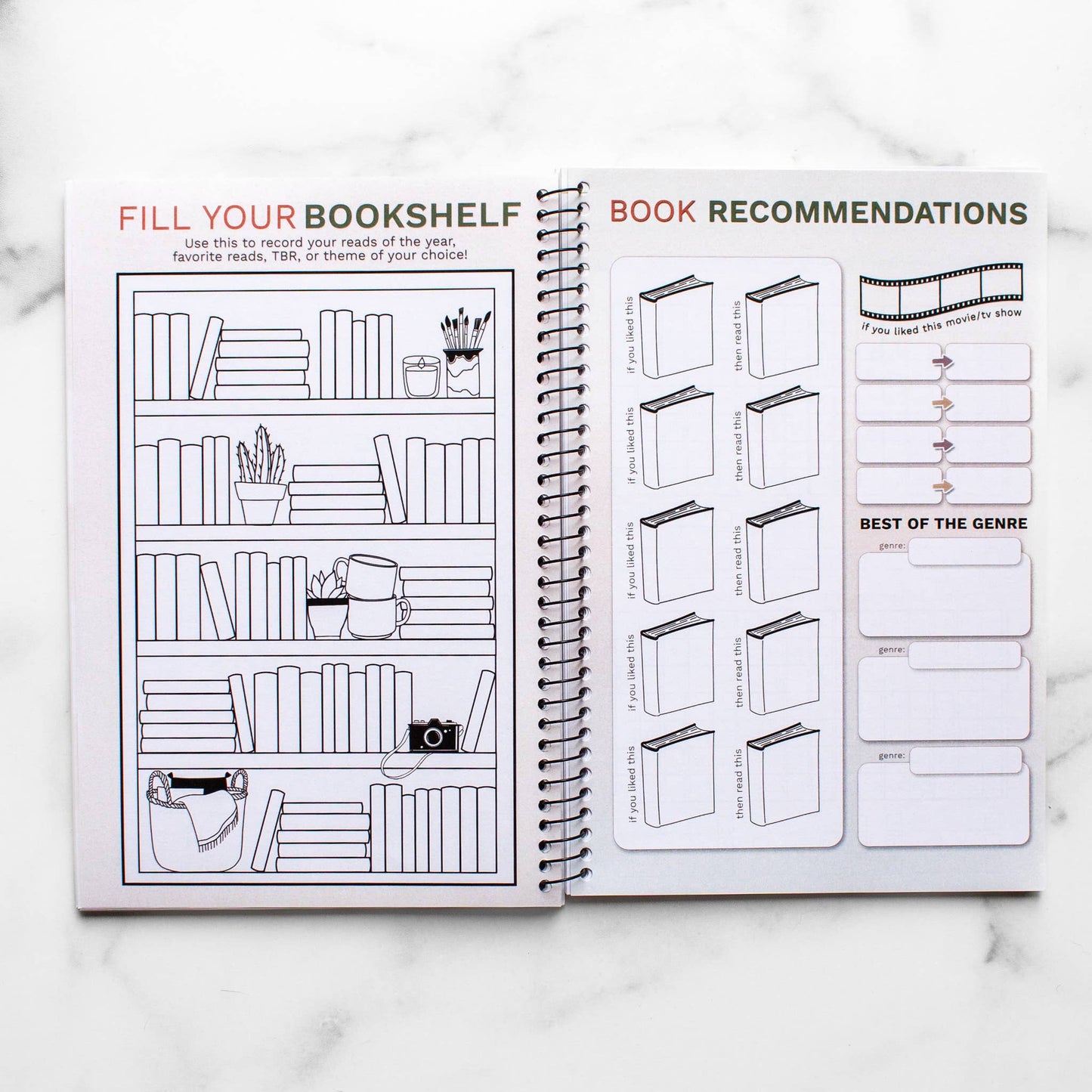 Novelly Yours - Reading Tracker - Undated Spiral Softcover Book Journal