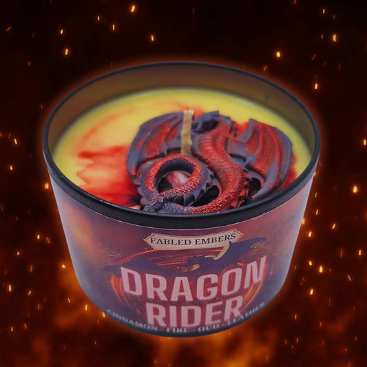 8 ounce DRAGON RIDER Candle in BLACK TIN | Book Lovers
